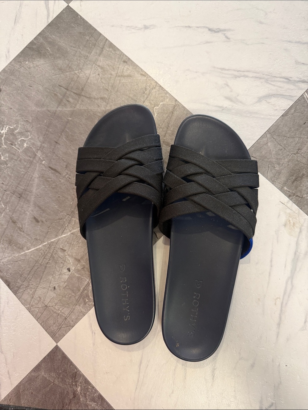 Rothy's Black Cross-Strap Slide Sandals